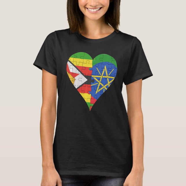 T-shirt Coeur du drapeau éthiopien du Zimbabwe (Devant)