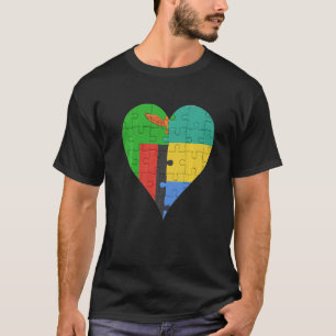 T-shirt Coeur du drapeau gabonais zambien