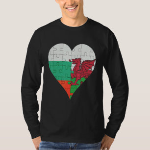 T-shirt Coeur du drapeau gallois bulgare
