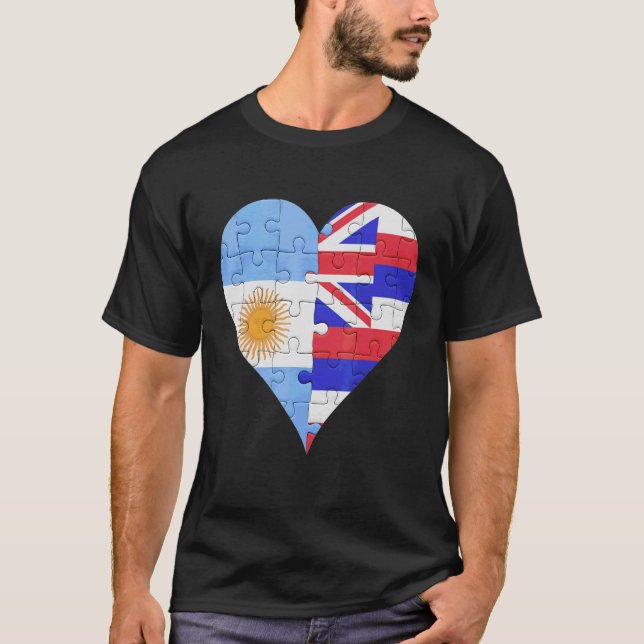 T-shirt Coeur du drapeau hawaïen argentin (Devant)
