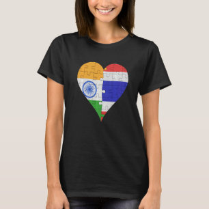 T-shirt Coeur du drapeau indien thaïlandais
