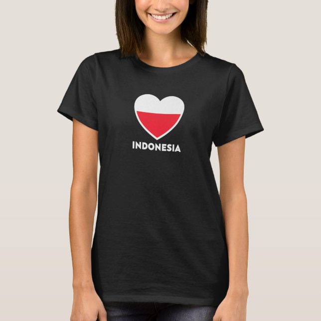 T-shirt Coeur du drapeau indonésien (Devant)