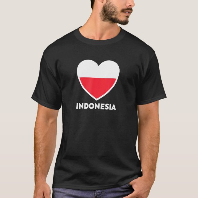 T-shirt Coeur du drapeau indonésien (Devant)