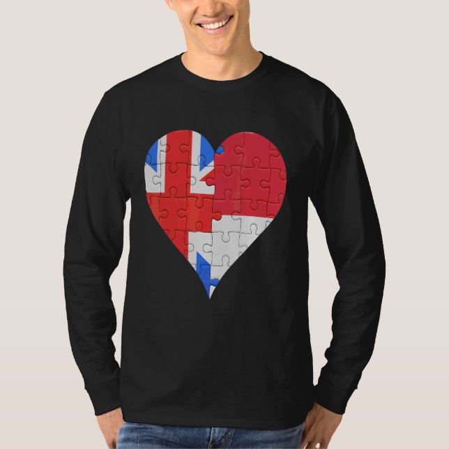 T-shirt Coeur du drapeau indonésien britannique (Devant)