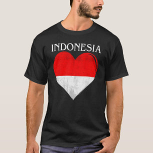 T-shirt Coeur du drapeau indonésien vintage pour l'Indonés