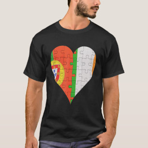 T-shirt Coeur du drapeau irlandais portugais 1