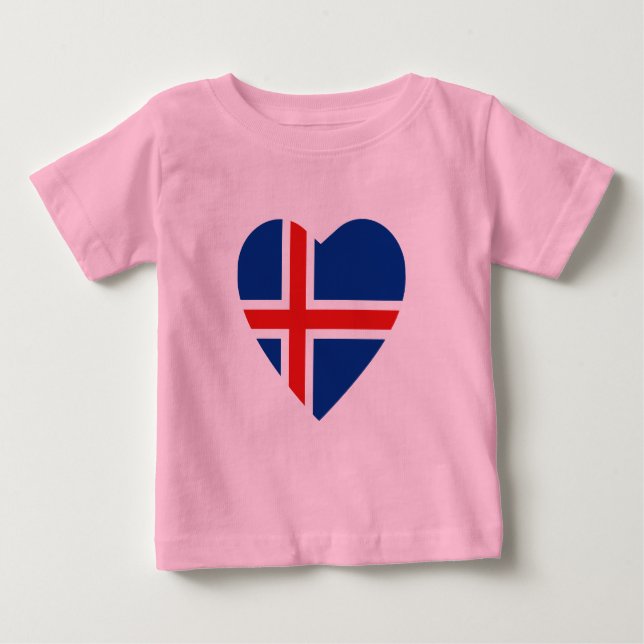 T-shirt Coeur du drapeau islandais (Devant)