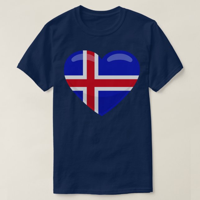 T-shirt Coeur du drapeau islandais (Design devant)