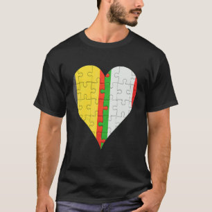 T-shirt Coeur du drapeau italien belge