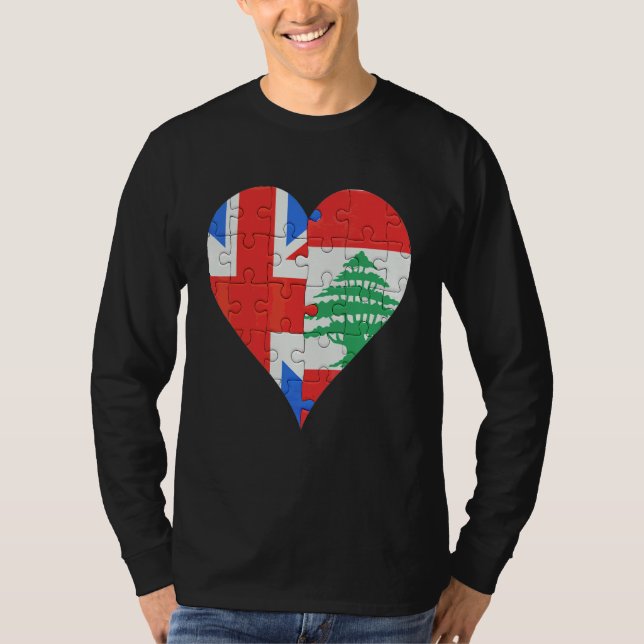 T-shirt Coeur du drapeau libanais britannique (Devant)
