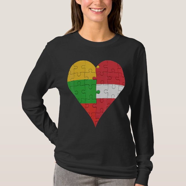 T-shirt Coeur du drapeau lituanien letton (Devant)