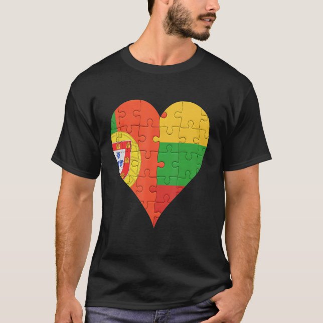 T-shirt Coeur du drapeau lituanien portugais (Devant)