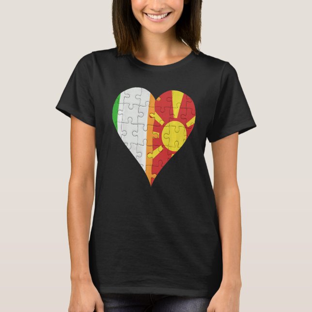 T-shirt Coeur du drapeau macédonien (Devant)