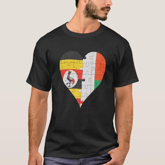 T-shirt Coeur du drapeau malgache ougandais (Devant)