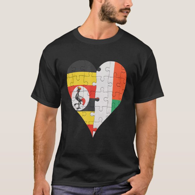 T-shirt Coeur du drapeau malgache ougandais (Devant)