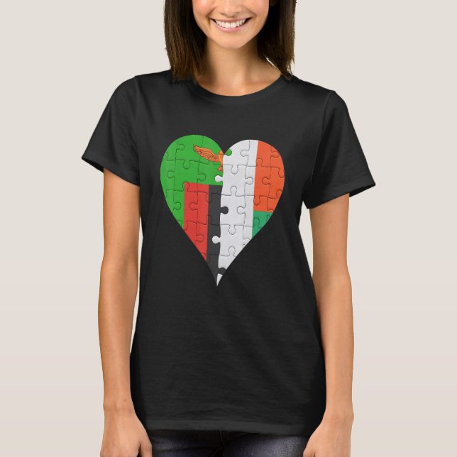 T-shirt Coeur du drapeau malgache zambien (Devant)