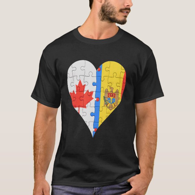 T-shirt Coeur du drapeau moldave canadien (Devant)
