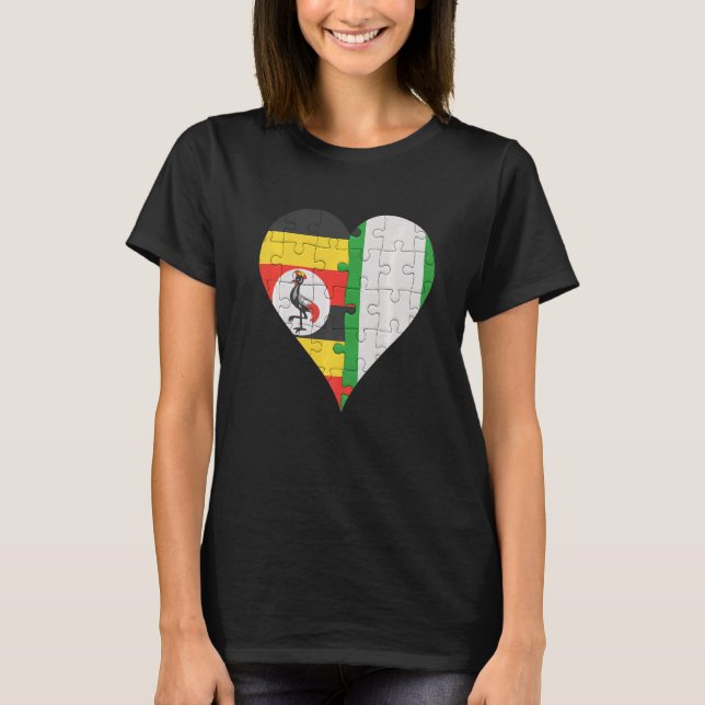 T-shirt Coeur du drapeau nigérian ougandais (Devant)