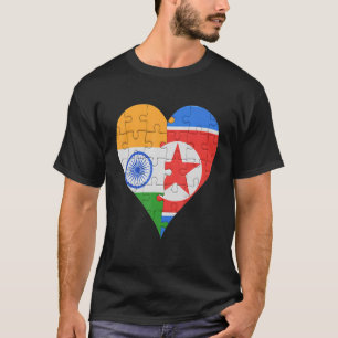 T-shirt Coeur du drapeau nord-coréen indien