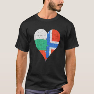 T-shirt Coeur du drapeau norvégien bulgare
