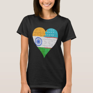 T-shirt Coeur du drapeau ouzbek indien