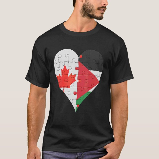 T-shirt Coeur du drapeau palestinien canadien (Devant)