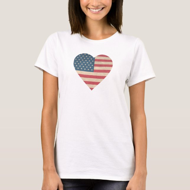 T-shirt Coeur du drapeau patriotique 4 juillet (Devant)
