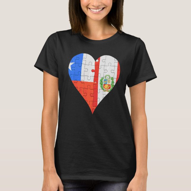 T-shirt Coeur du drapeau péruvien chilien (Devant)