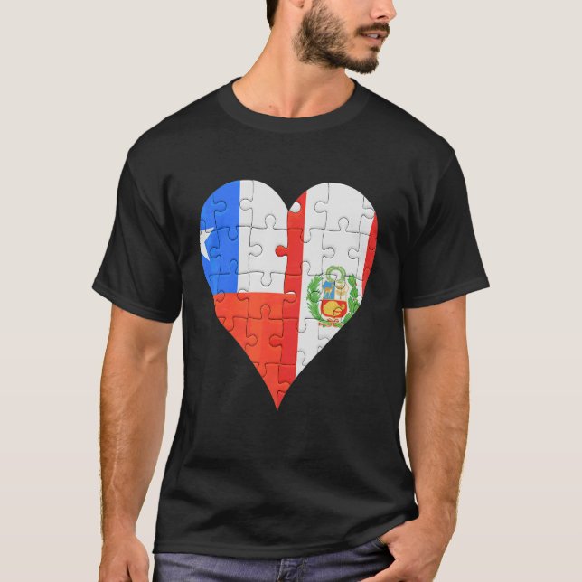 T-shirt Coeur du drapeau péruvien chilien (Devant)