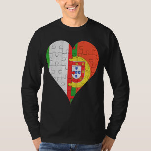T-shirt Coeur du drapeau portugais italien