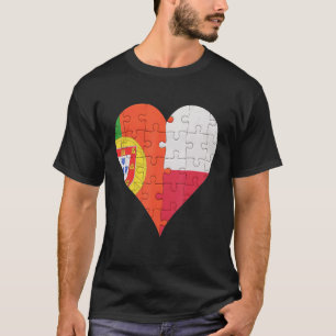 T-shirt Coeur du drapeau portugais polonais