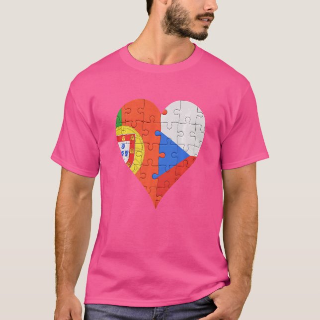 T-shirt Coeur du drapeau portugais tchèque (Devant)