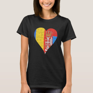 T-shirt Coeur du drapeau serbe roumain