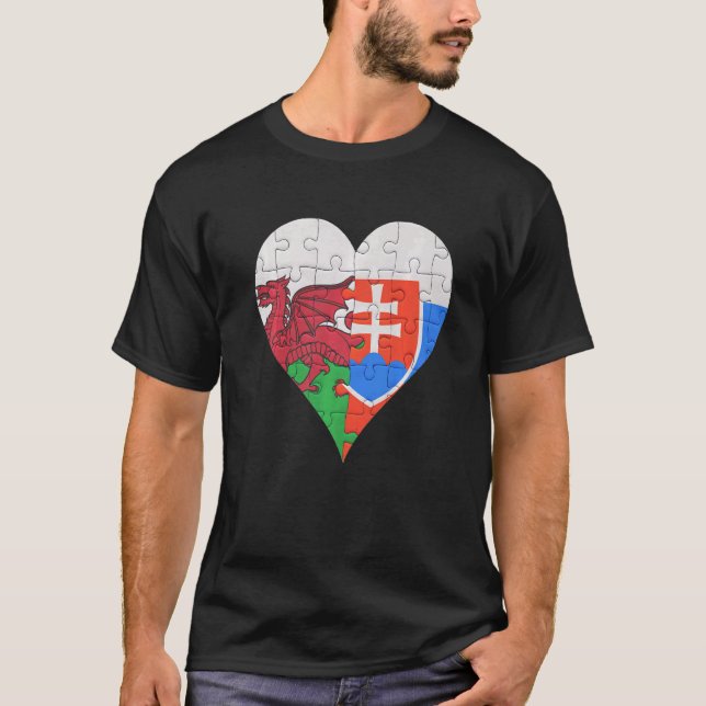 T-shirt Coeur du drapeau slovaque gallois (Devant)
