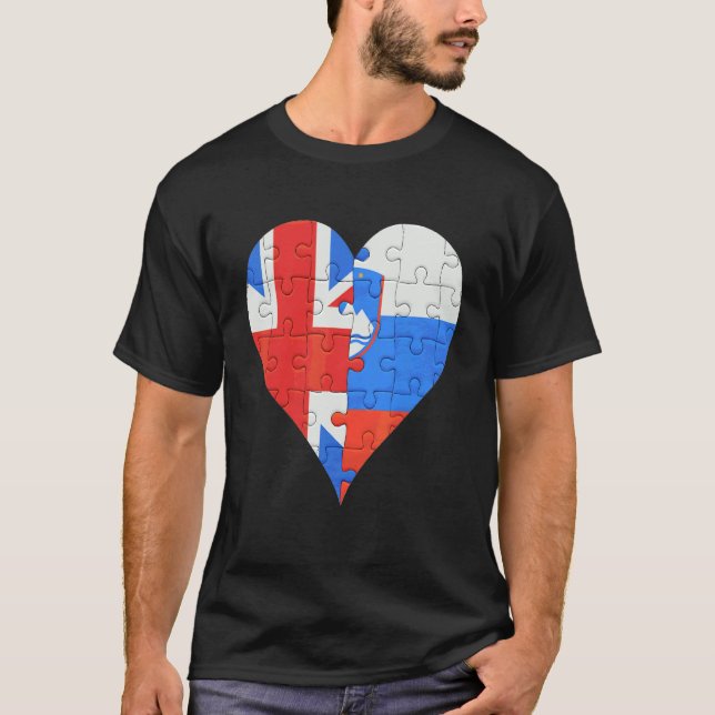 T-shirt Coeur du drapeau slovène britannique (Devant)