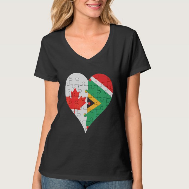 T-shirt Cœur du drapeau sud-africain canadien (Devant)