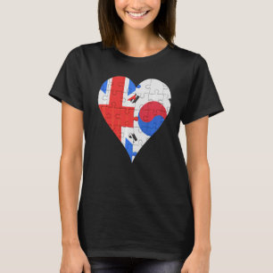 T-shirt Coeur du drapeau sud-coréen britannique