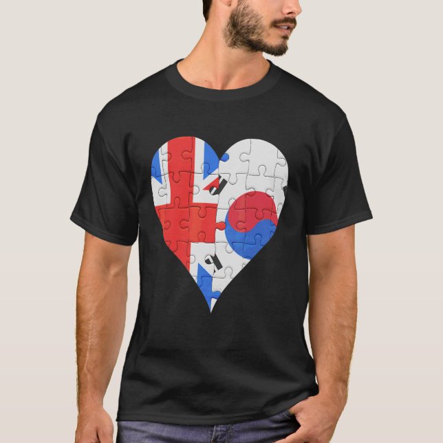 T-shirt Coeur du drapeau sud-coréen britannique (Devant)