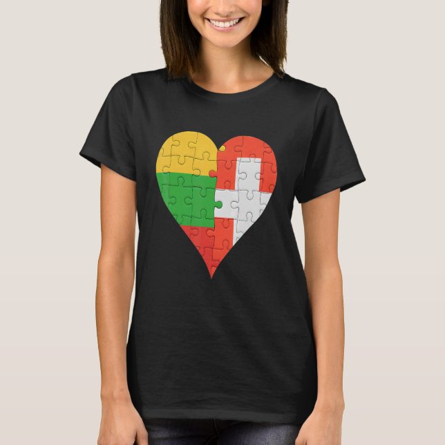 T-shirt Coeur du drapeau suisse lituanien (Devant)