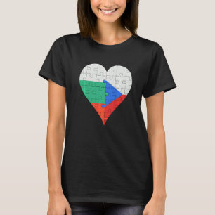 T-shirt Coeur du drapeau tchèque bulgare