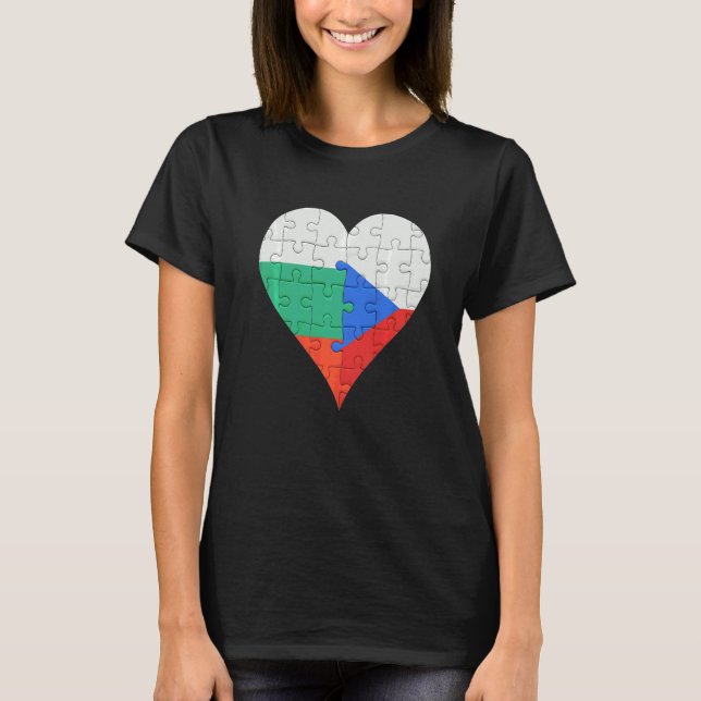 T-shirt Coeur du drapeau tchèque bulgare (Devant)