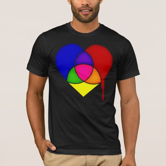 T-shirt coeur du graphique en couleurs (Devant)