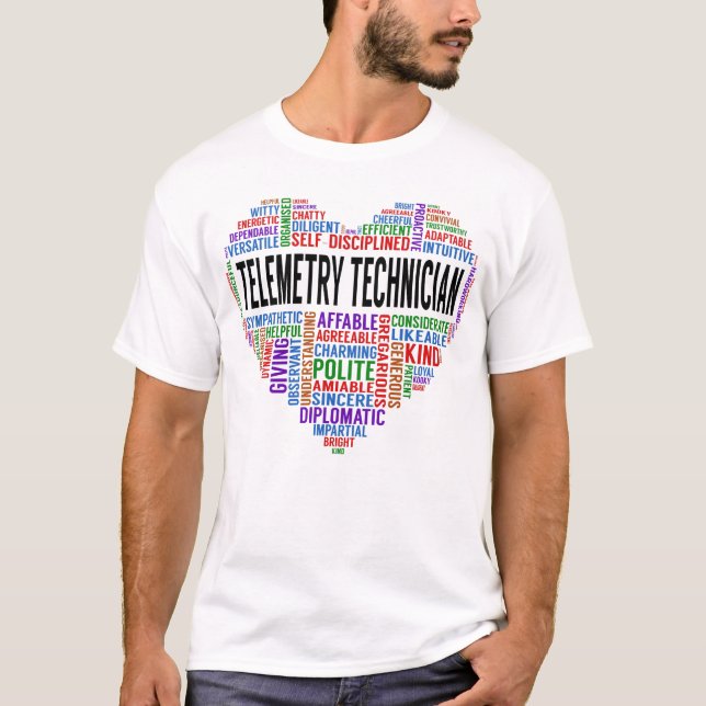 T-shirt Coeur du technicien de télémétrie (Devant)