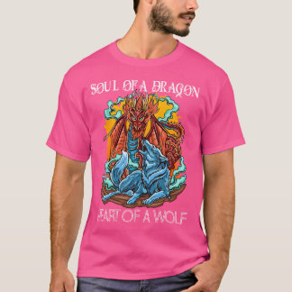 T-shirt Coeur D'Une Âme De Loup D'Un Dragon Goth Dragon Et
