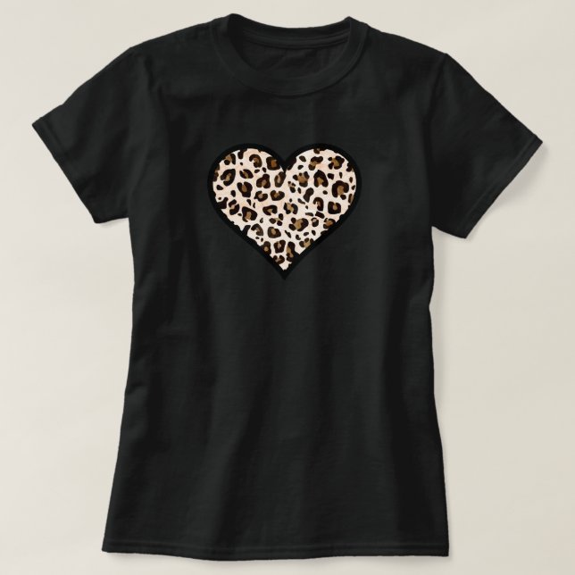 T-shirt Coeur Empreinte de léopard (Design devant)