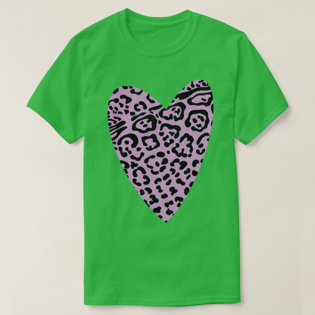 T-shirt Coeur Empreinte de léopard rose (Design devant)