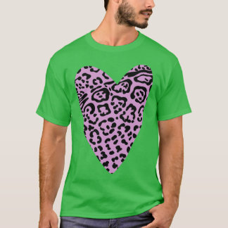 T-shirt Coeur Empreinte de léopard rose