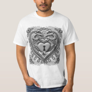 T-shirt Coeur en argent faux verrou