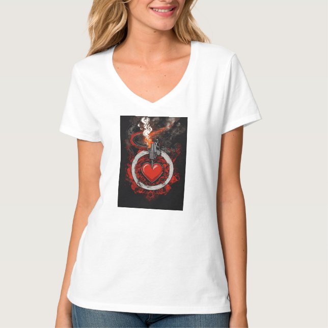 T-shirt Coeur en feu - Passionné Love Graphic Tee (Devant)