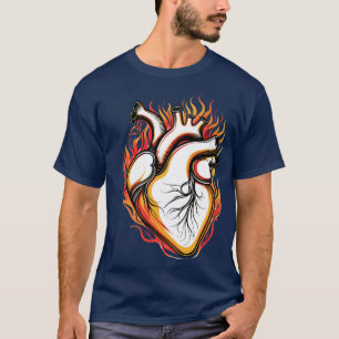 T-shirt coeur en flammes